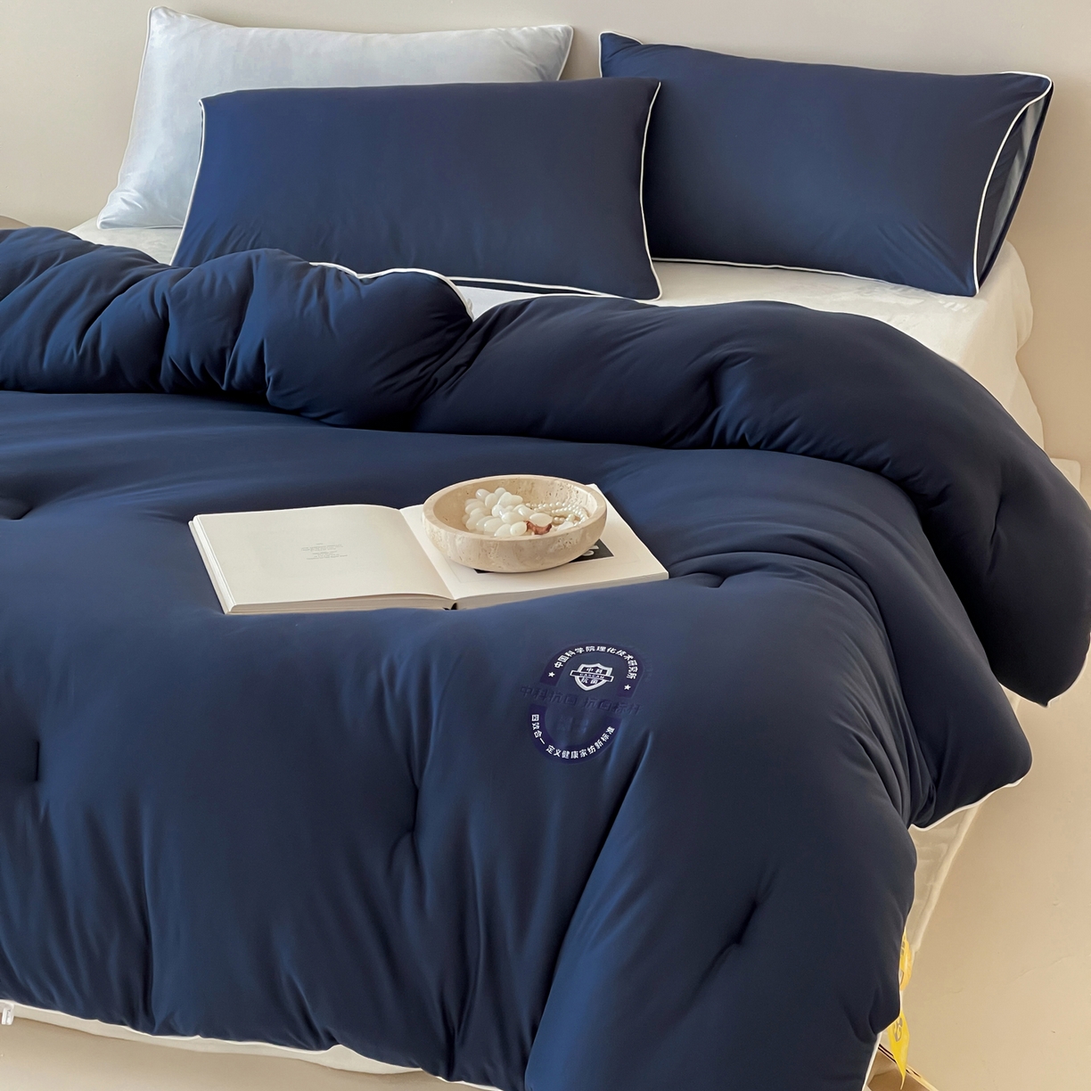 91家纺网 家纺一手货源 找家纺 一加一 2025新款泡芙中科抗菌大豆被被子被芯 星光蓝