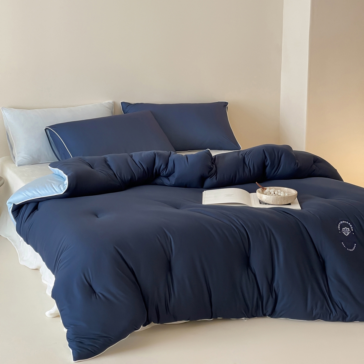 91家纺网 家纺一手货源 找家纺 一加一 2025新款泡芙中科抗菌大豆被被子被芯 星光蓝