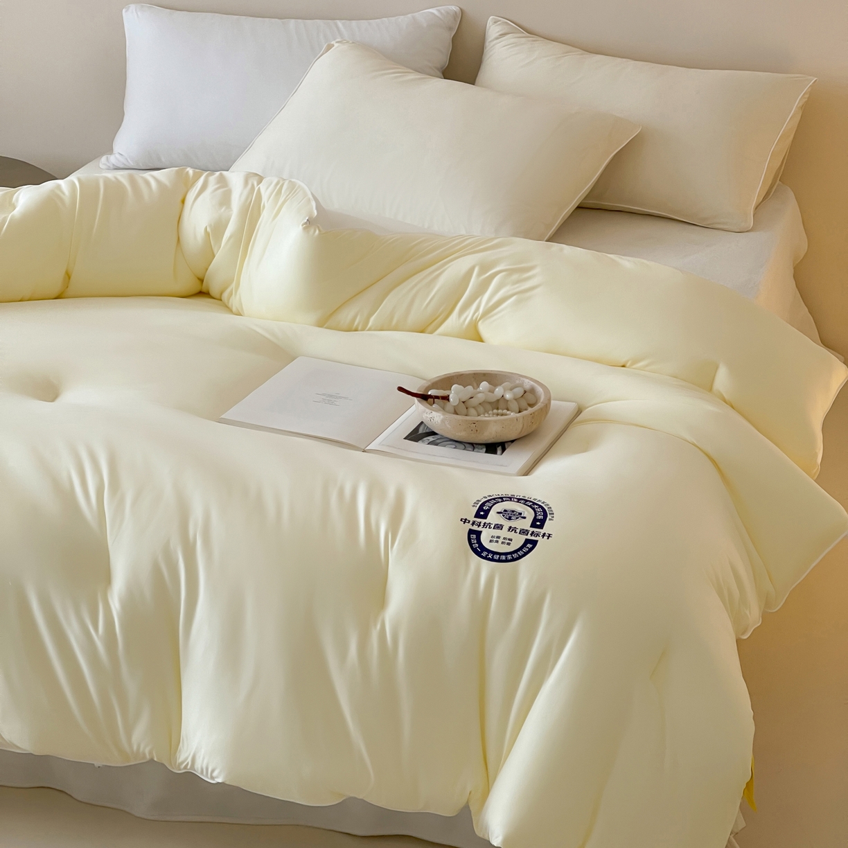 91家纺网 家纺一手货源 找家纺 一加一 2025新款泡芙中科抗菌大豆被被子被芯 柠檬黄