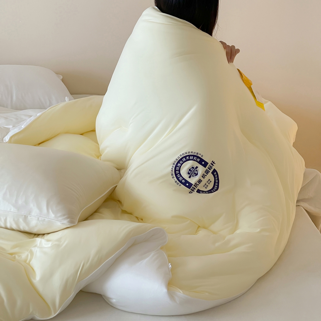 91家纺网 家纺一手货源 找家纺 一加一 2025新款泡芙中科抗菌大豆被被子被芯 柠檬黄