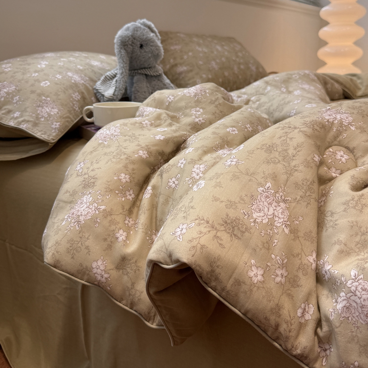 91家纺网 家纺一手货源 找家纺 一加一 2025新款40全棉双层纱印花中科抗菌被子四件套 初春