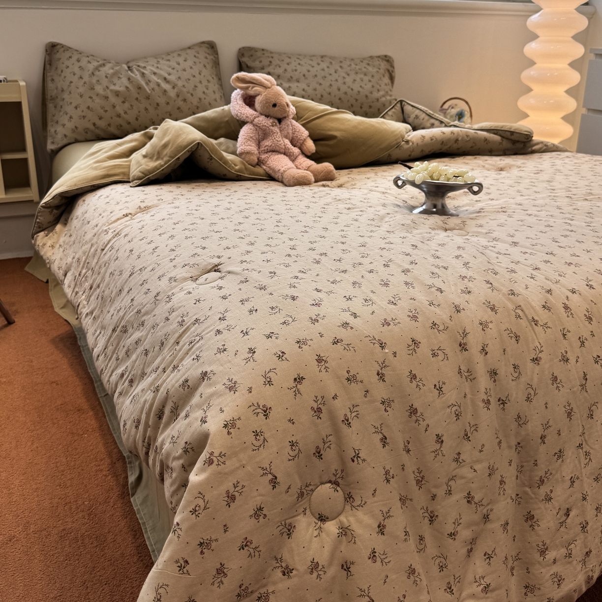 91家纺网 家纺一手货源 找家纺 一加一 2025新款40全棉双层纱印花中科抗菌被子四件套 花言