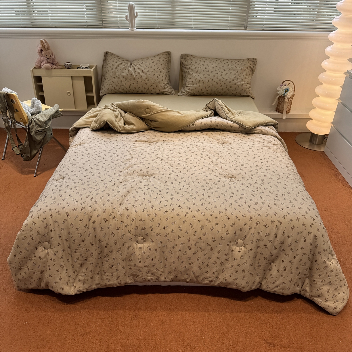 一加一 2025新款40全棉双层纱印花中科抗菌被子四件套 花言