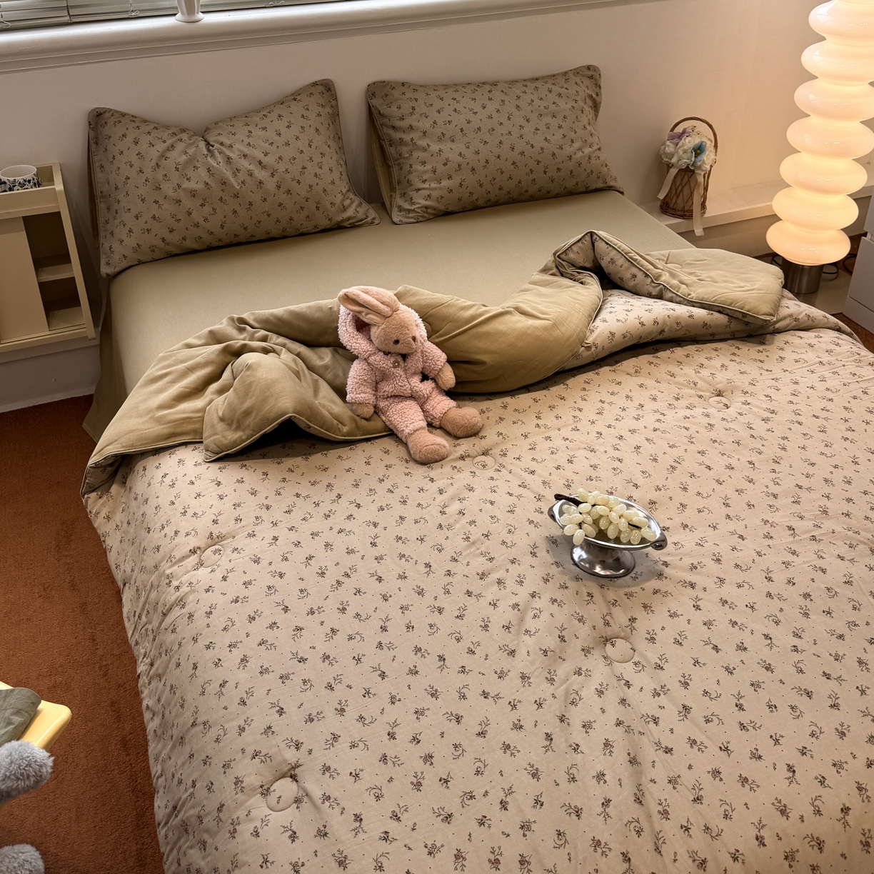 91家纺网 家纺一手货源 找家纺 一加一 2025新款40全棉双层纱印花中科抗菌被子四件套 花言