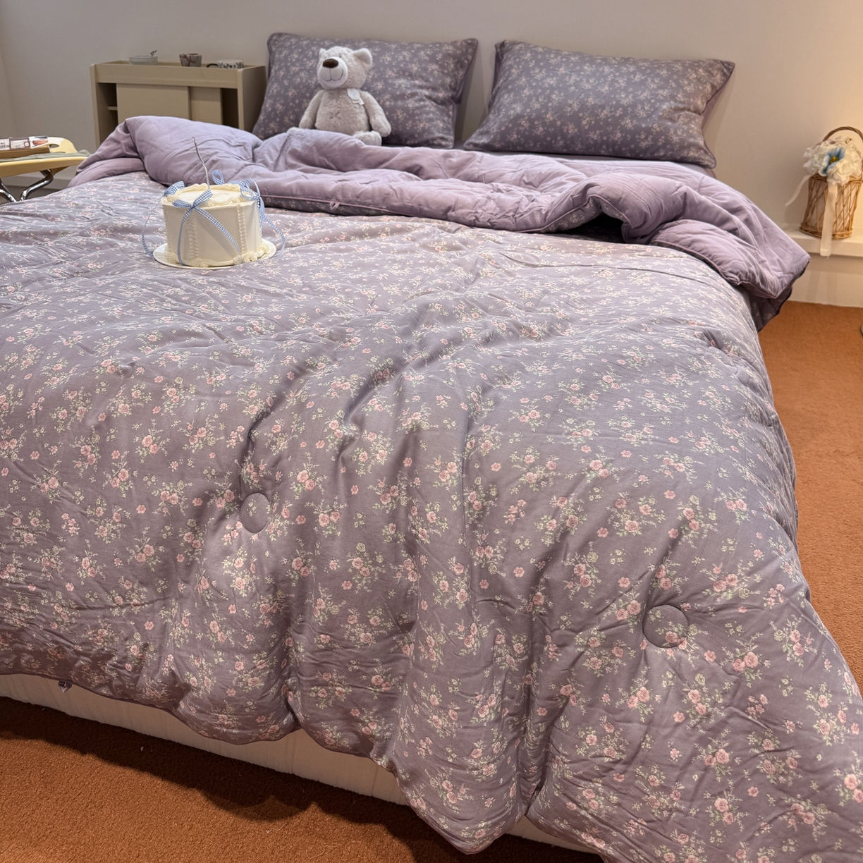 91家纺网 家纺一手货源 找家纺 一加一 2025新款40全棉双层纱印花中科抗菌被子四件套 遇见