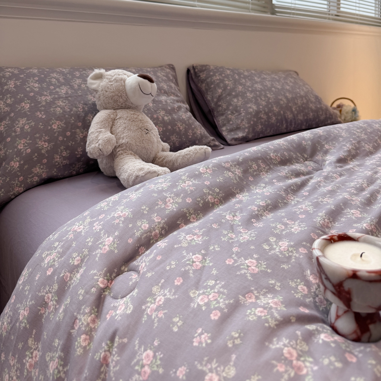 91家纺网 家纺一手货源 找家纺 一加一 2025新款40全棉双层纱印花中科抗菌被子四件套 遇见