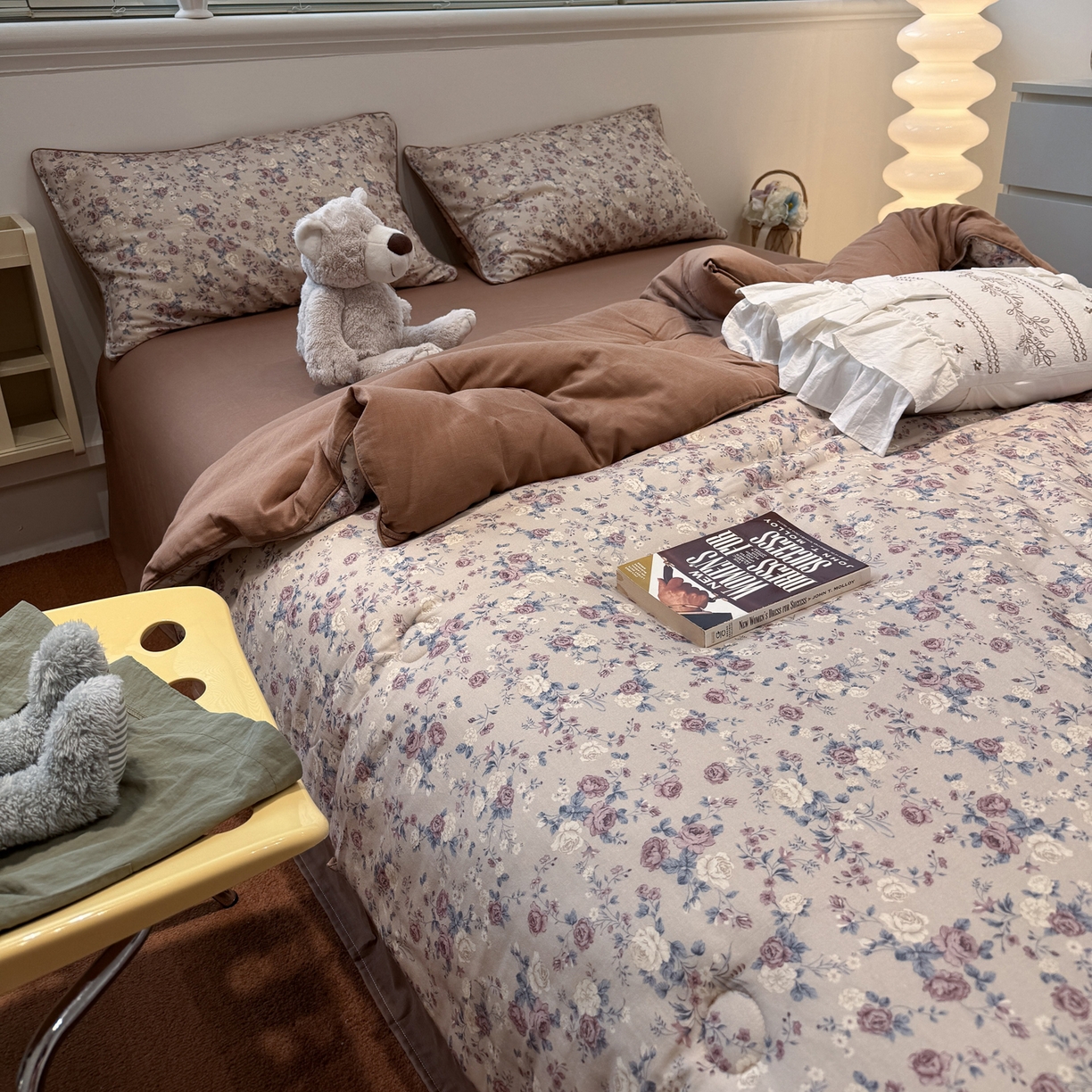 91家纺网 家纺一手货源 找家纺 一加一 2025新款40全棉双层纱印花中科抗菌被子四件套 赛琳娜