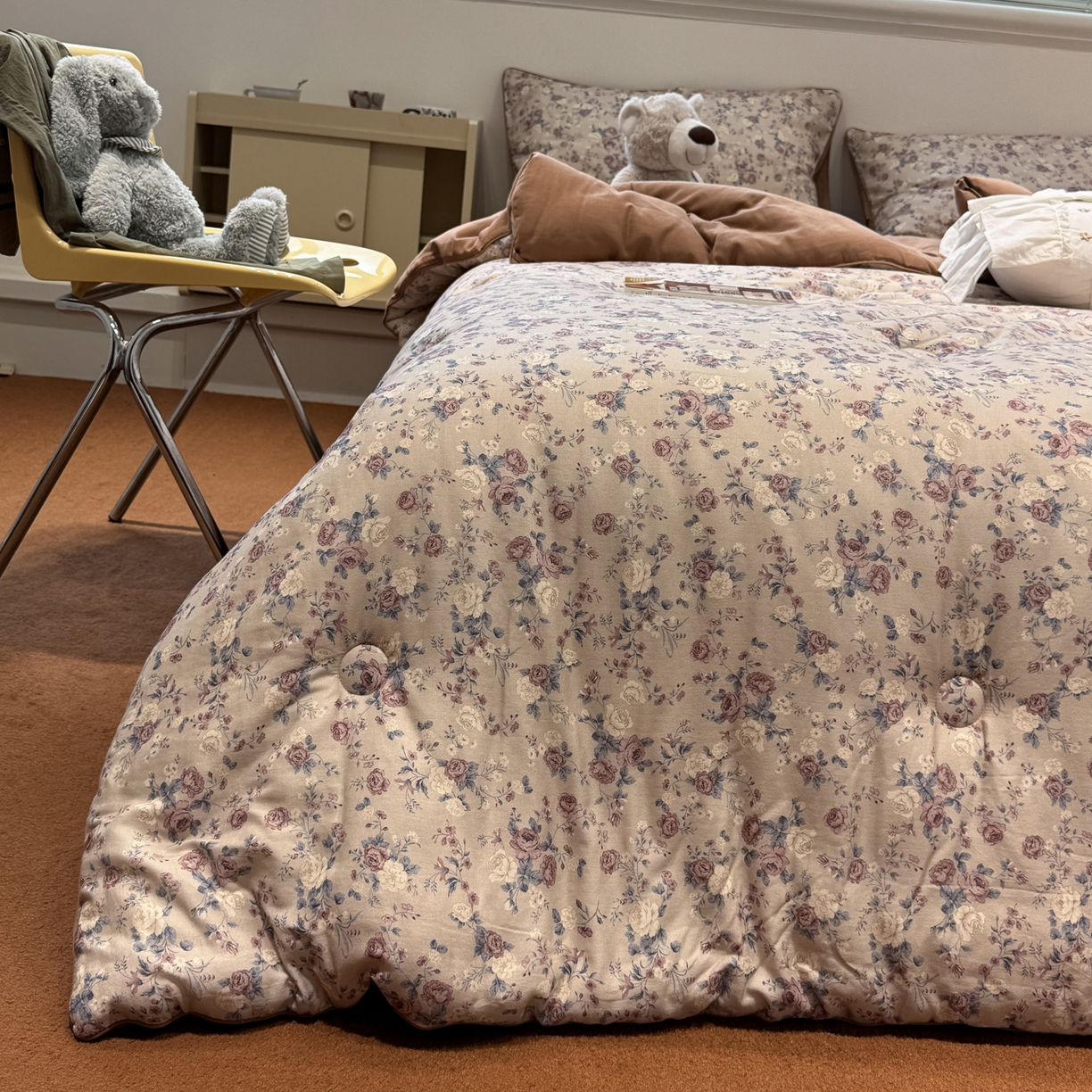 91家纺网 家纺一手货源 找家纺 一加一 2025新款40全棉双层纱印花中科抗菌被子四件套 赛琳娜