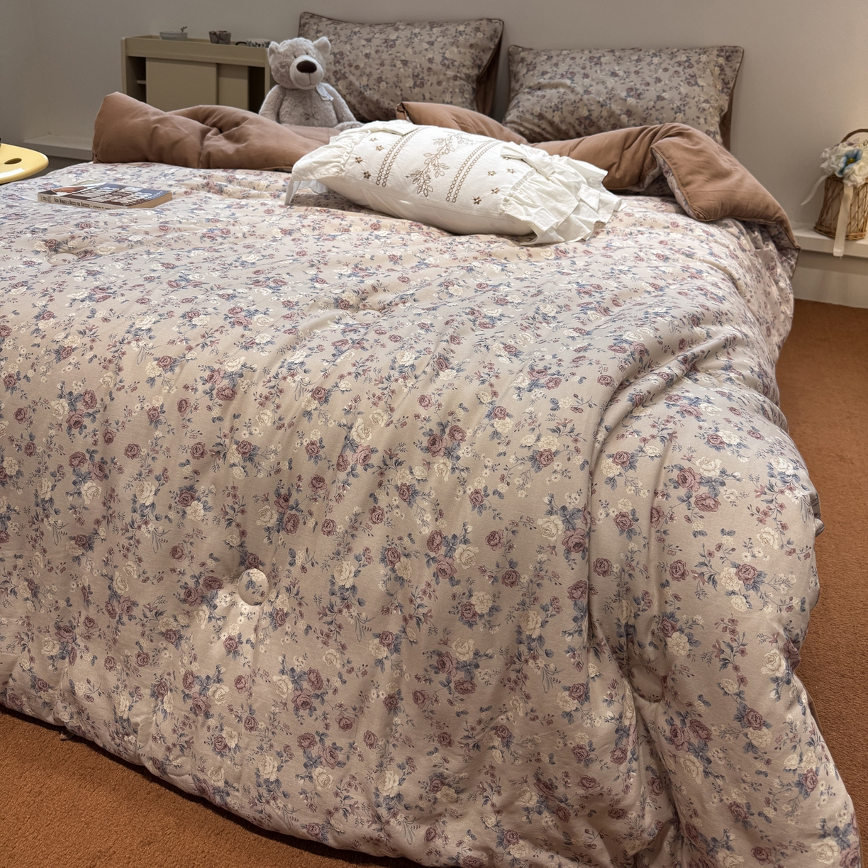 91家纺网 家纺一手货源 找家纺 一加一 2025新款40全棉双层纱印花中科抗菌被子四件套 赛琳娜