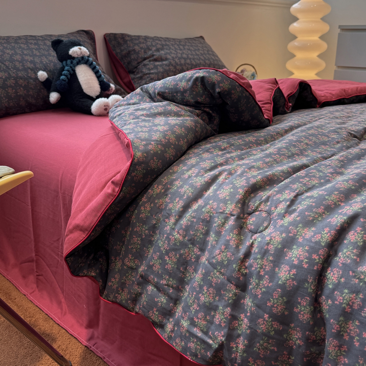 91家纺网 家纺一手货源 找家纺 一加一 2025新款40全棉双层纱印花中科抗菌被子四件套 花镜