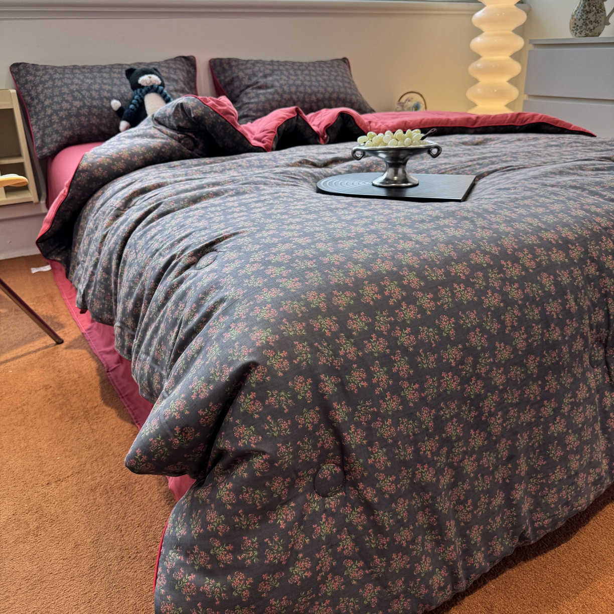 91家纺网 家纺一手货源 找家纺 一加一 2025新款40全棉双层纱印花中科抗菌被子四件套 花镜