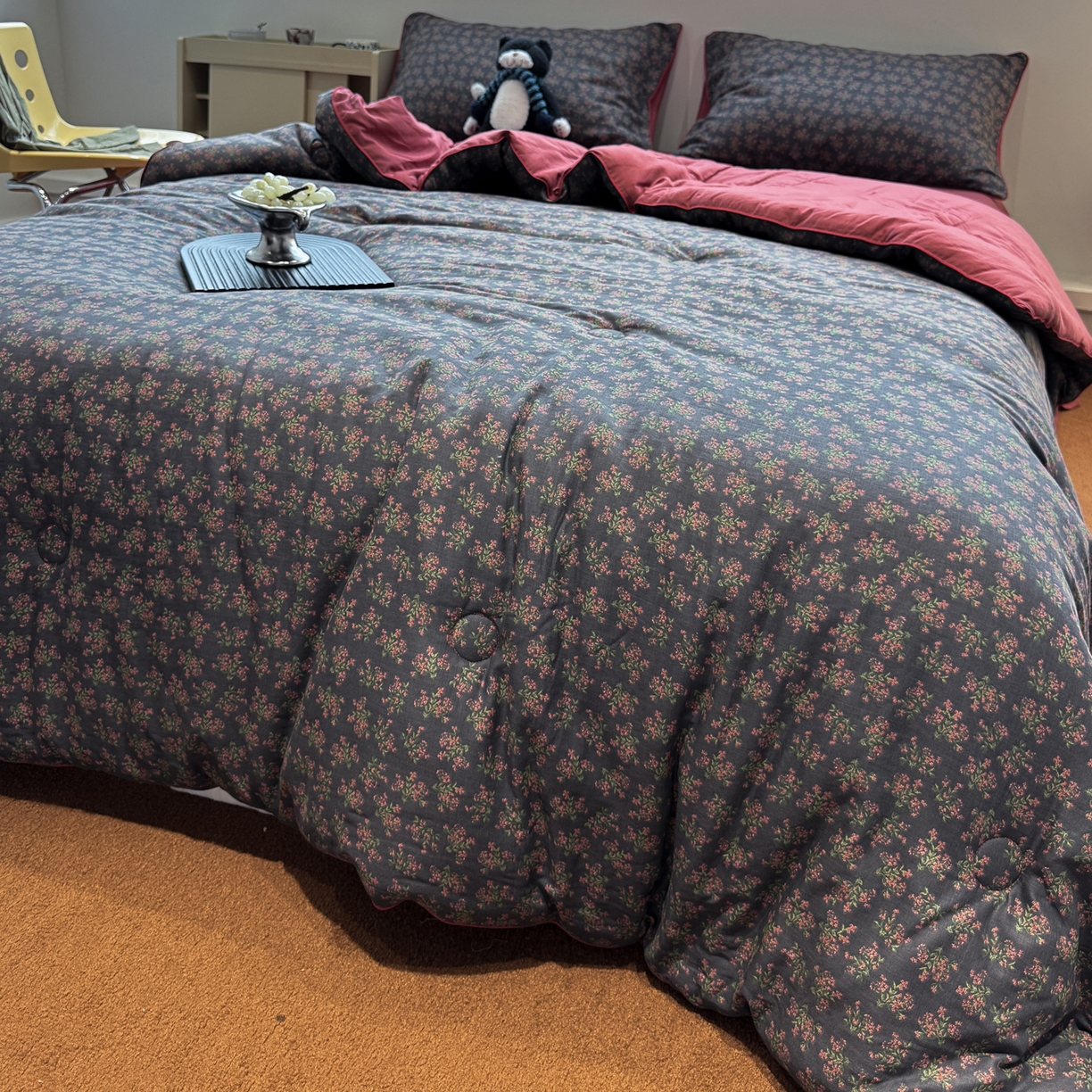 91家纺网 家纺一手货源 找家纺 一加一 2025新款40全棉双层纱印花中科抗菌被子四件套 花镜