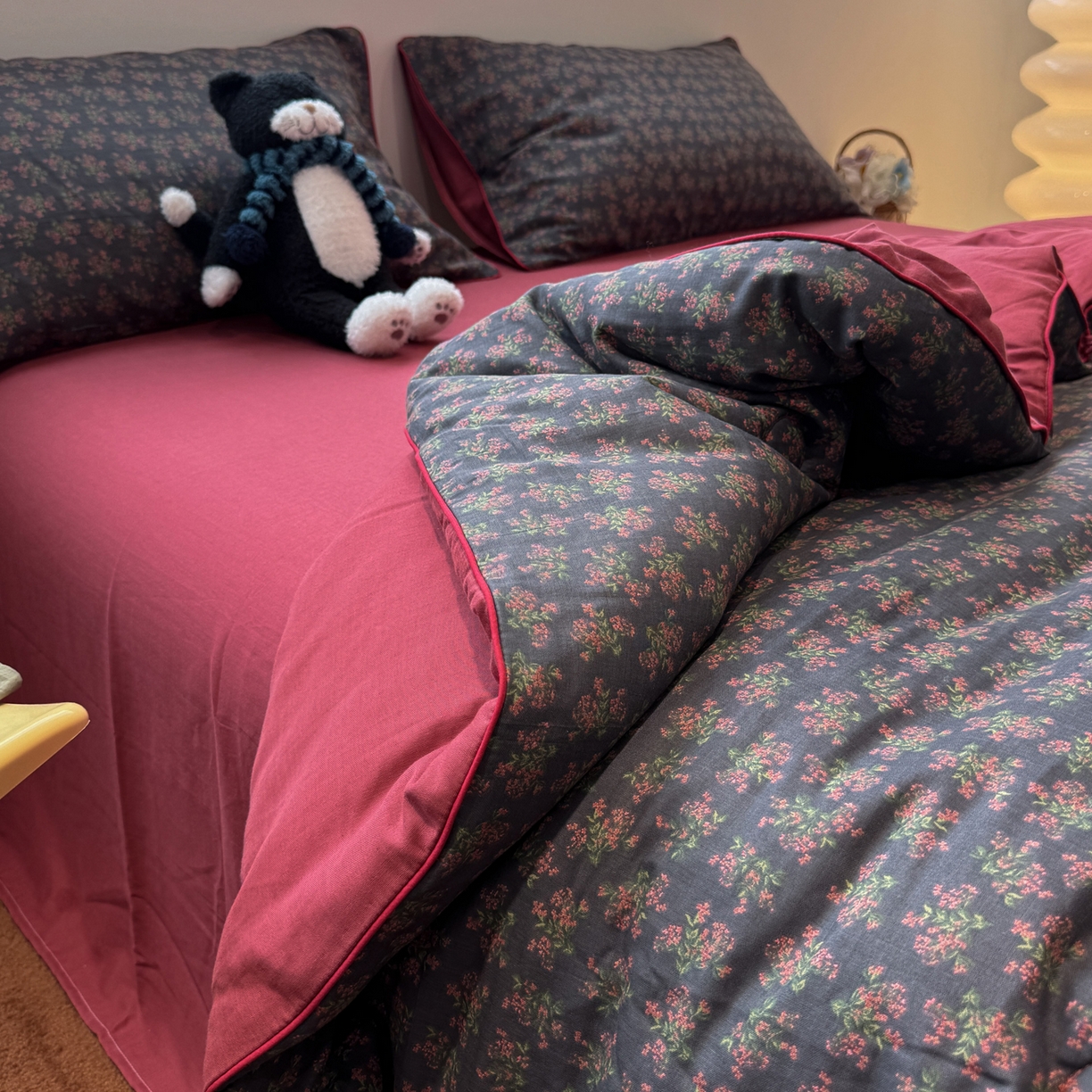 91家纺网 家纺一手货源 找家纺 一加一 2025新款40全棉双层纱印花中科抗菌被子四件套 花镜