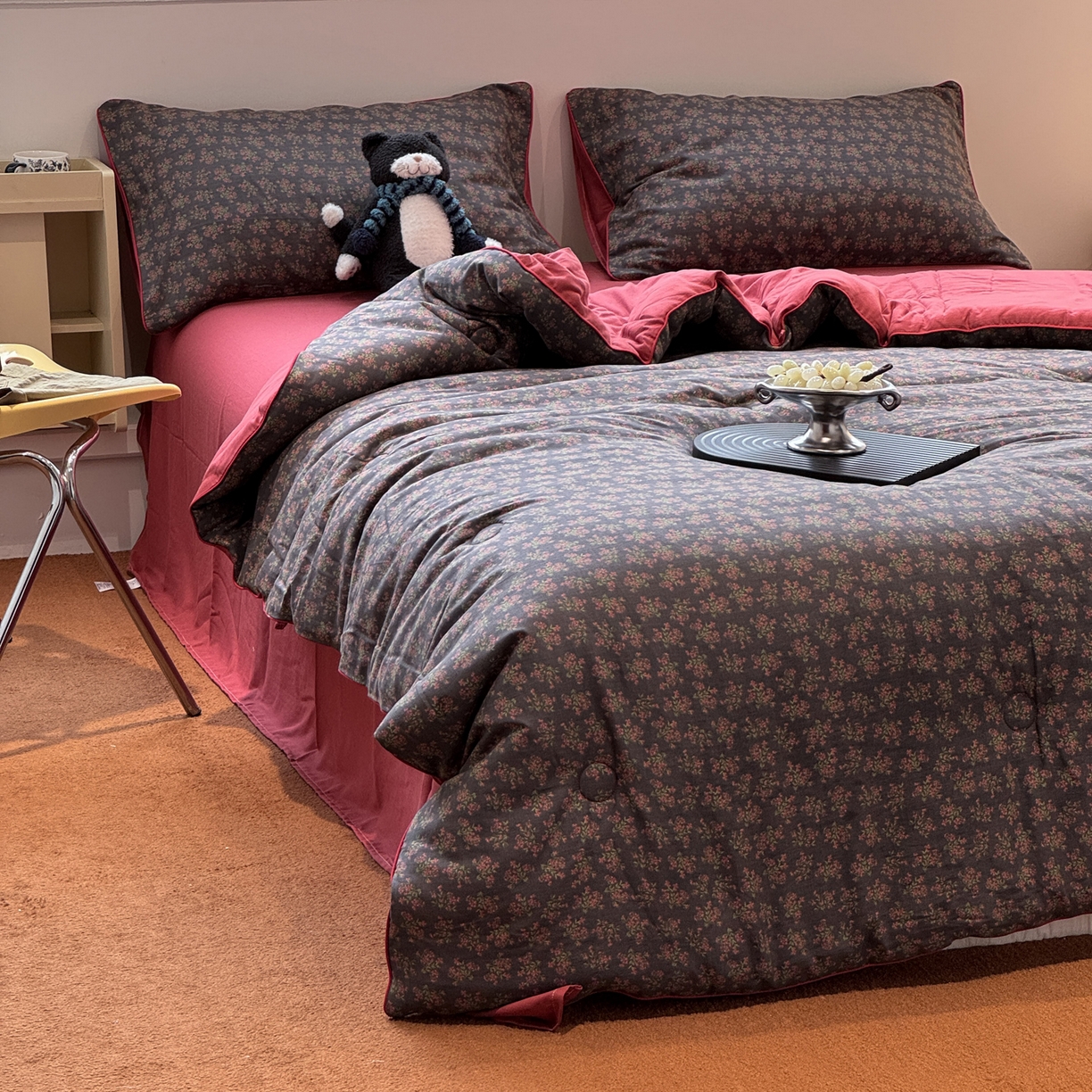 91家纺网 家纺一手货源 找家纺 一加一 2025新款40全棉双层纱印花中科抗菌被子四件套 花镜