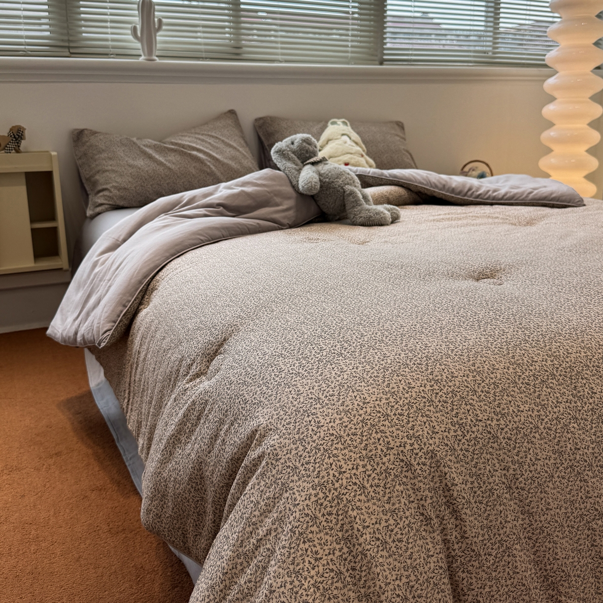 91家纺网 家纺一手货源 找家纺 一加一 2025新款40全棉双层纱印花中科抗菌被子四件套 蓝萱