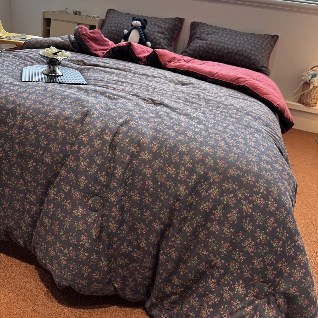 91家纺网 家纺一手货源 找家纺 一加一 2025新款40全棉双层纱印花中科抗菌被子四件套 花镜