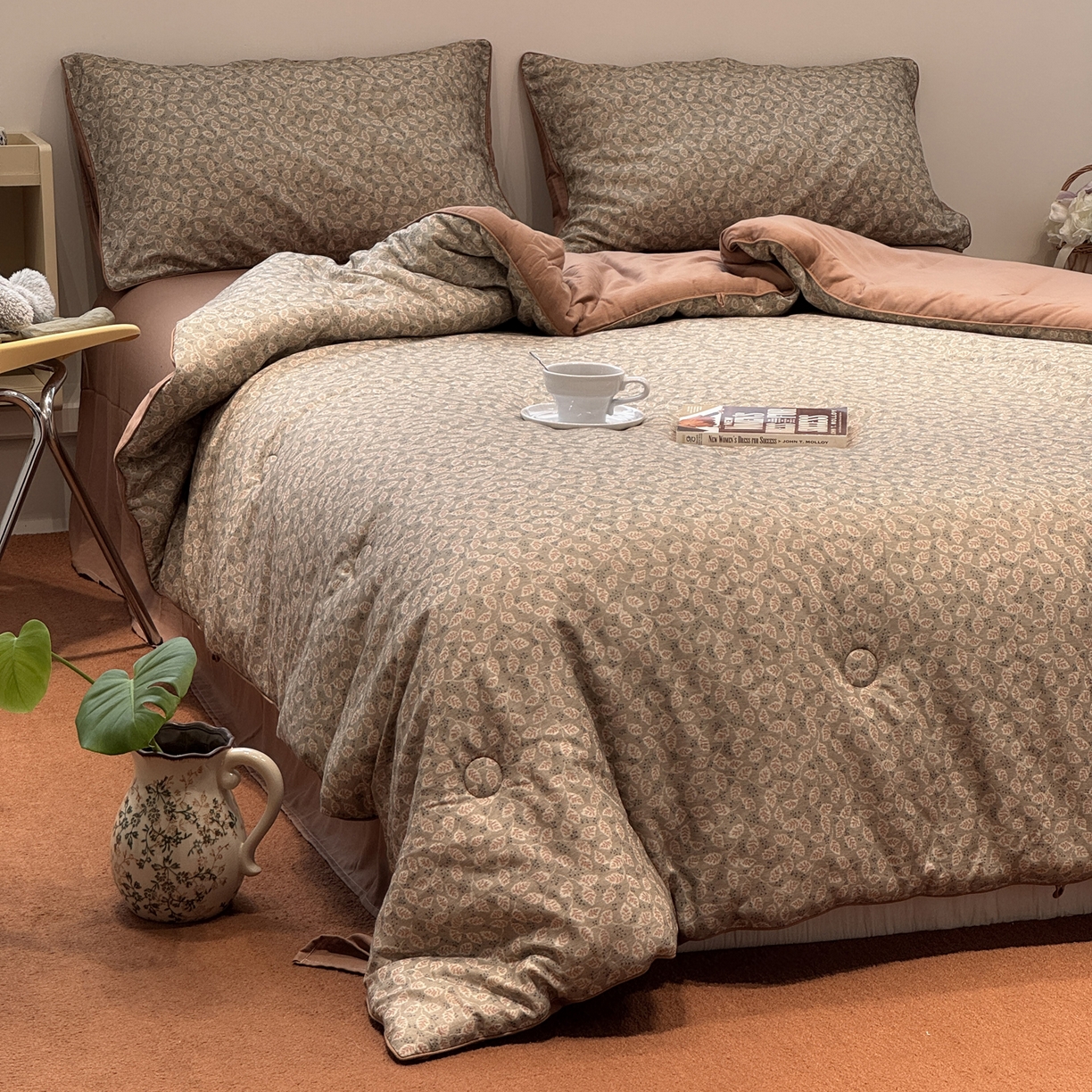 91家纺网 家纺一手货源 找家纺 一加一 2025新款40全棉双层纱印花中科抗菌被子四件套 苏里南