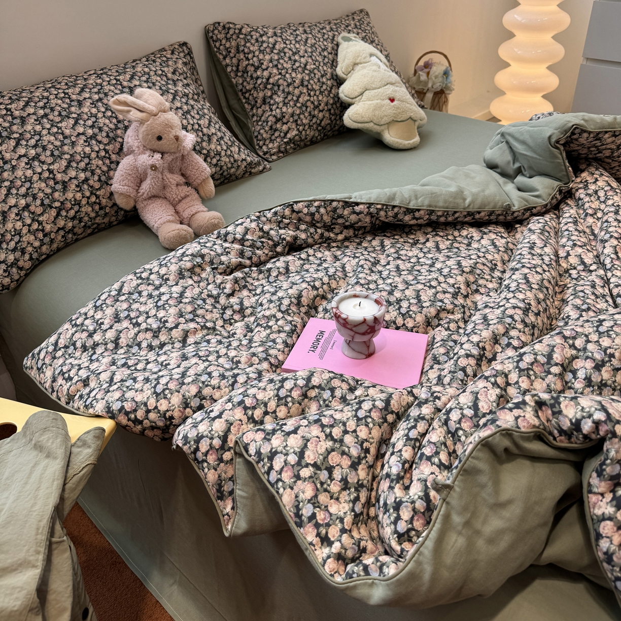 91家纺网 家纺一手货源 找家纺 一加一 2025新款40全棉双层纱印花中科抗菌被子四件套 暗香