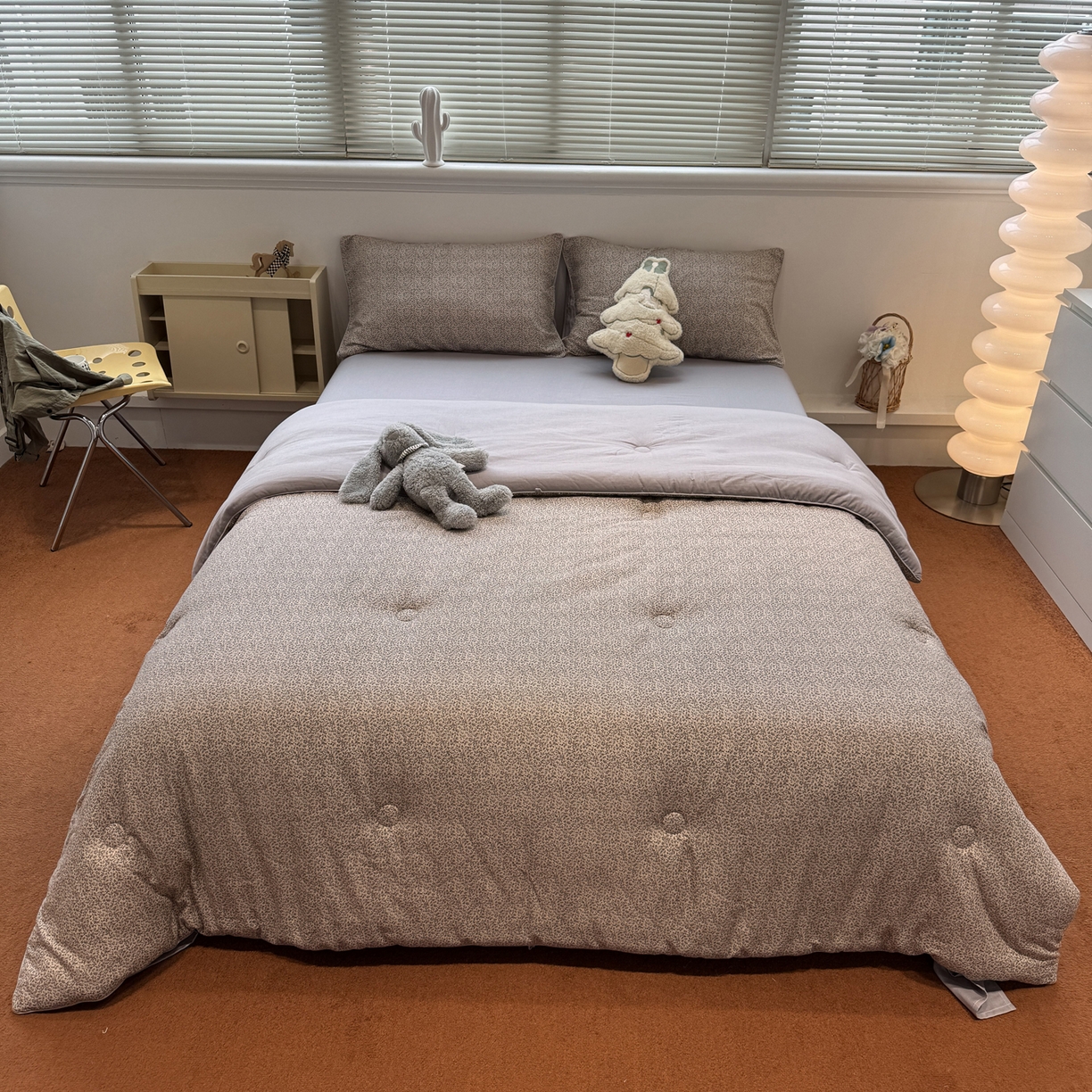 一加一 2025新款40全棉双层纱印花中科抗菌被子四件套 蓝萱