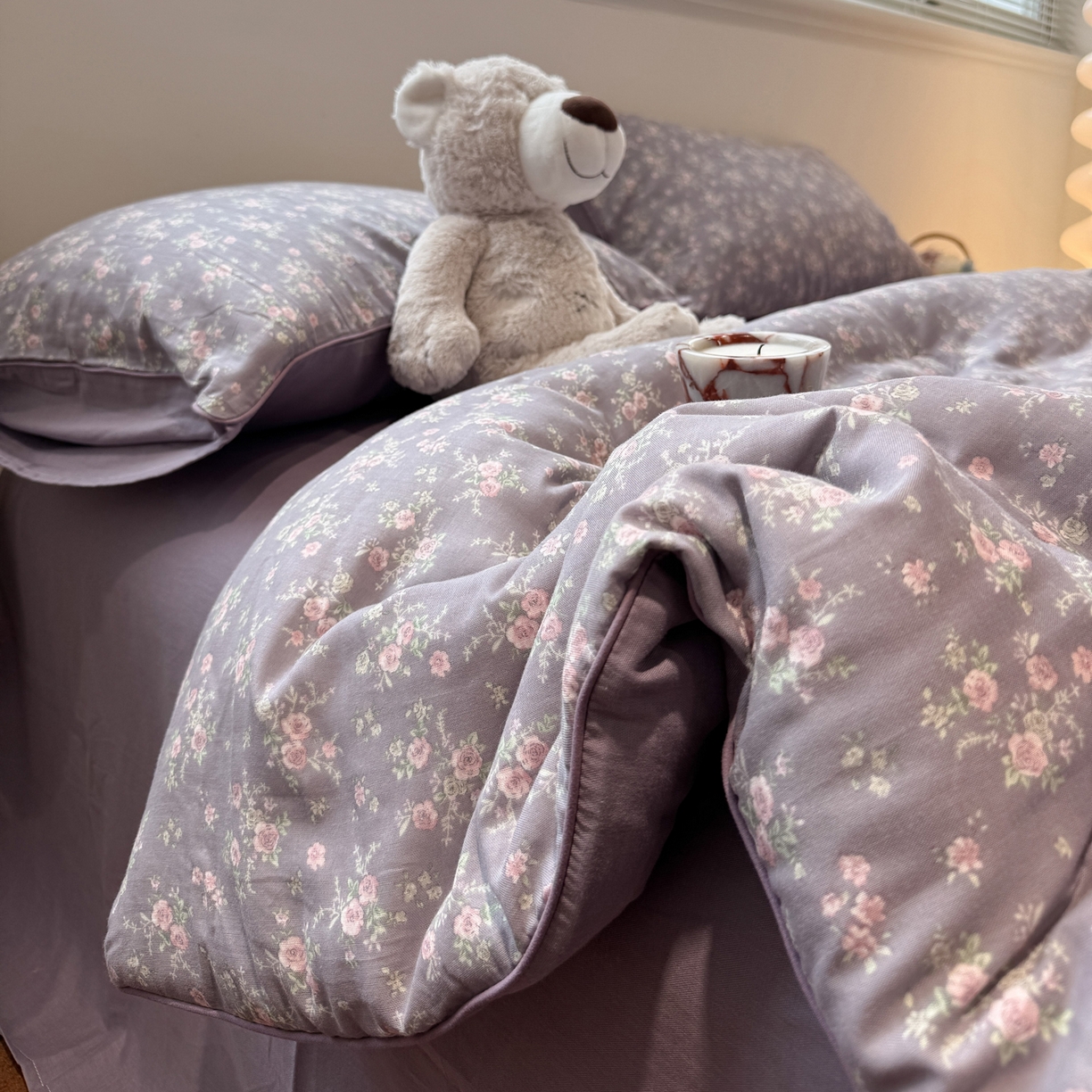 91家纺网 家纺一手货源 找家纺 一加一 2025新款40全棉双层纱印花中科抗菌被子四件套 遇见