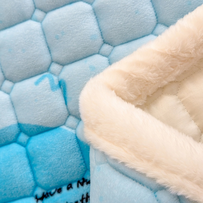 91家纺网 家纺一手货源 找家纺 爱屋及屋 2025新款牛奶绒印花床垫-宿舍床 涂鸦狗