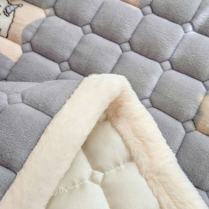 91家纺网 家纺一手货源 找家纺 爱屋及屋 2025新款牛奶绒印花床垫-宿舍床 星星小狗