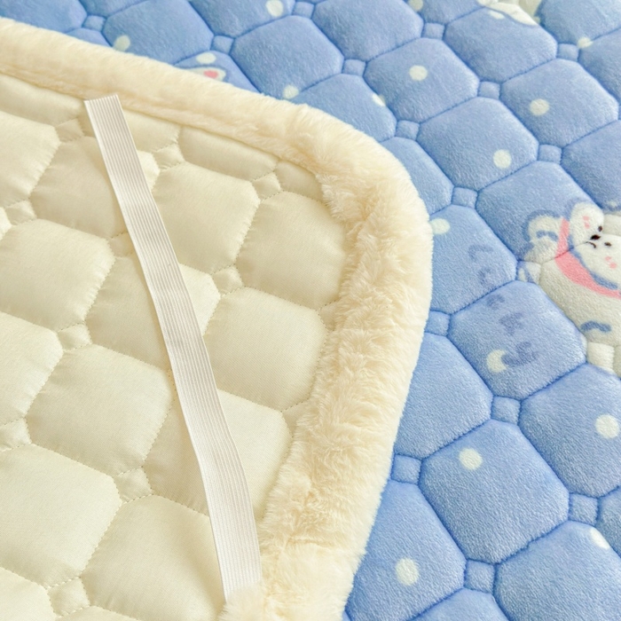 91家纺网 家纺一手货源 找家纺 爱屋及屋 2025新款牛奶绒印花床垫-大床款 点点萌狗