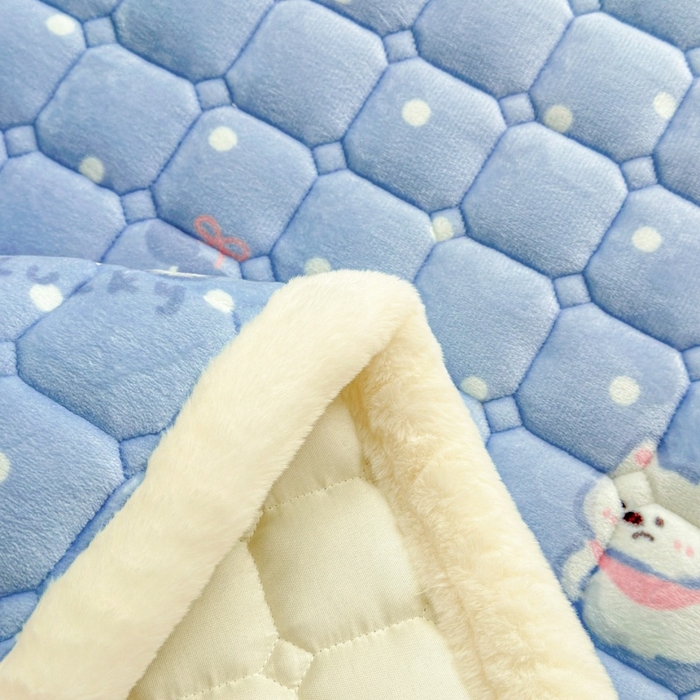 91家纺网 家纺一手货源 找家纺 爱屋及屋 2025新款牛奶绒印花床垫-大床款 点点萌狗