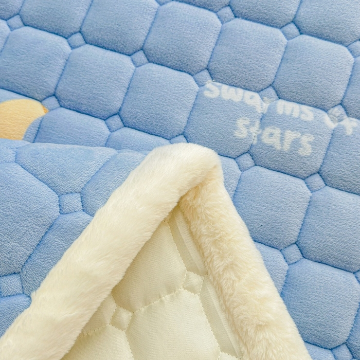 91家纺网 家纺一手货源 找家纺 爱屋及屋 2025新款牛奶绒印花床垫-大床款 蓝天白云