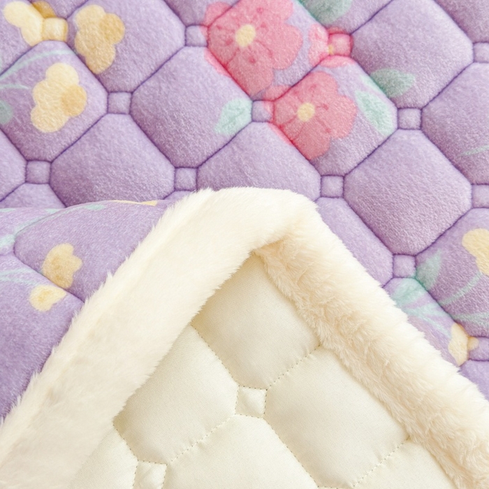 91家纺网 家纺一手货源 找家纺 爱屋及屋 2025新款牛奶绒印花床垫-大床款 浪漫紫苏