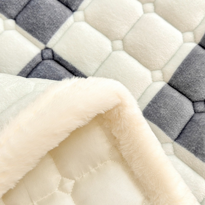 91家纺网 家纺一手货源 找家纺 爱屋及屋 2025新款牛奶绒印花床垫-大床款 棋盘狗