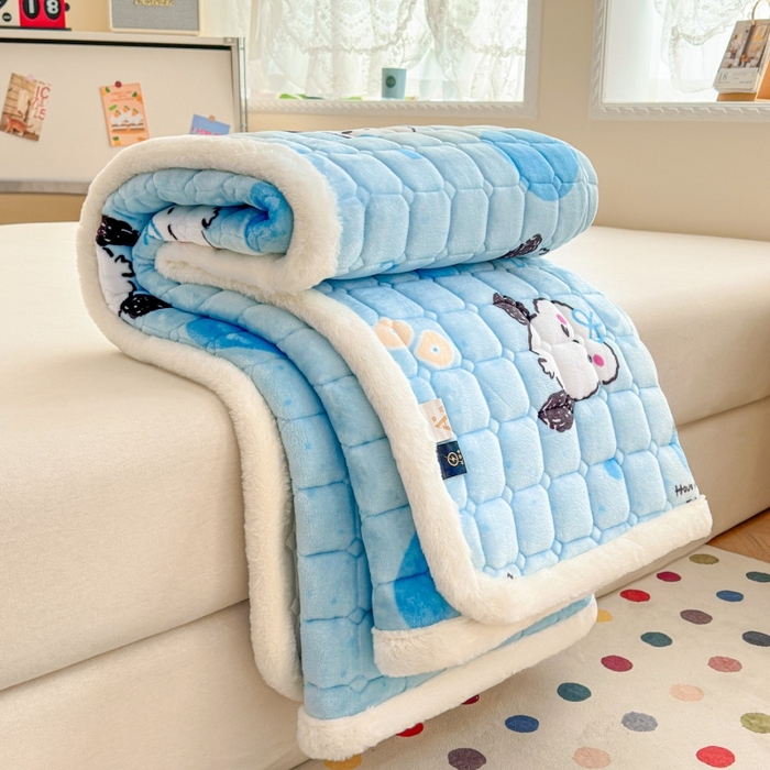 91家纺网 家纺一手货源 找家纺 爱屋及屋 2025新款牛奶绒印花床垫-大床款 涂鸦狗