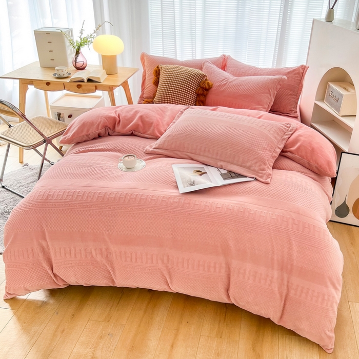 91家纺网 家纺一手货源 找家纺 锦罗绣 2025新款全消光烂花230克牛奶绒四件套 H-玉