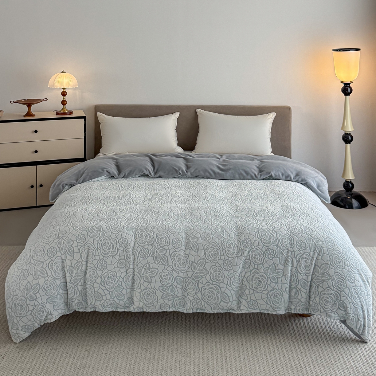 91家纺网 家纺一手货源 找家纺 （总）锦罗绣 2025新款全消光烂花230克牛奶绒单被套