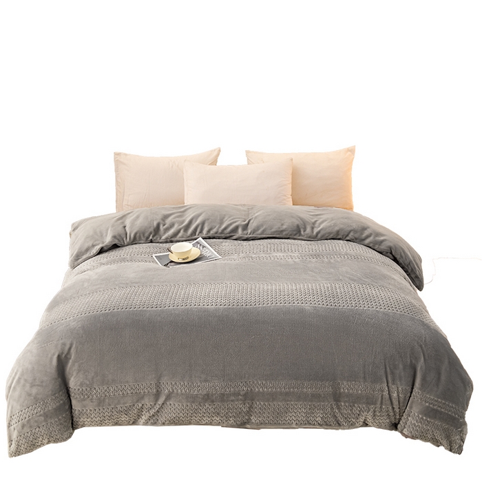 91家纺网 家纺一手货源 找家纺 锦罗绣 2025新款全消光烂花230克牛奶绒单被套 提花-灰