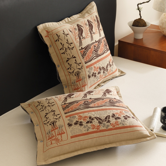 91家纺网 家纺一手货源 找家纺 爱港家纺 2025新款全棉纯棉纱布抱枕 靠枕 可拆洗 腰枕 客厅卧室汽车纯棉方枕套 古朴