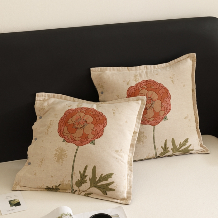 91家纺网 家纺一手货源 找家纺 爱港家纺 2025新款全棉纯棉纱布抱枕 靠枕 可拆洗 腰枕 客厅卧室汽车纯棉方枕套 羞花