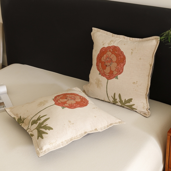 91家纺网 家纺一手货源 找家纺 爱港家纺 2025新款全棉纯棉纱布抱枕 靠枕 可拆洗 腰枕 客厅卧室汽车纯棉方枕套 羞花