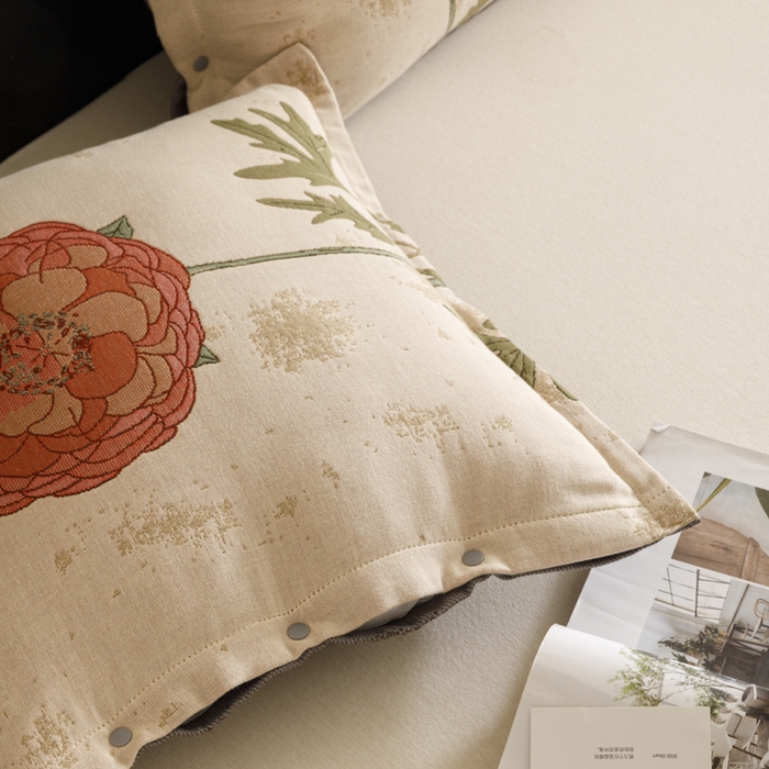 91家纺网 家纺一手货源 找家纺 爱港家纺 2025新款全棉纯棉纱布抱枕 靠枕 可拆洗 腰枕 客厅卧室汽车纯棉方枕套 羞花