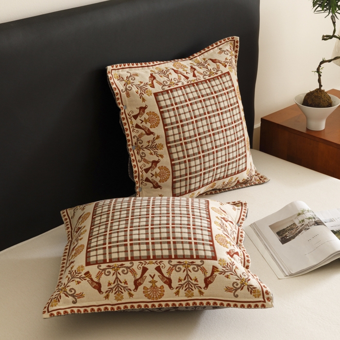 91家纺网 家纺一手货源 找家纺 爱港家纺 2025新款全棉纯棉纱布抱枕 靠枕 可拆洗 腰枕 客厅卧室汽车纯棉方枕套 雀阁