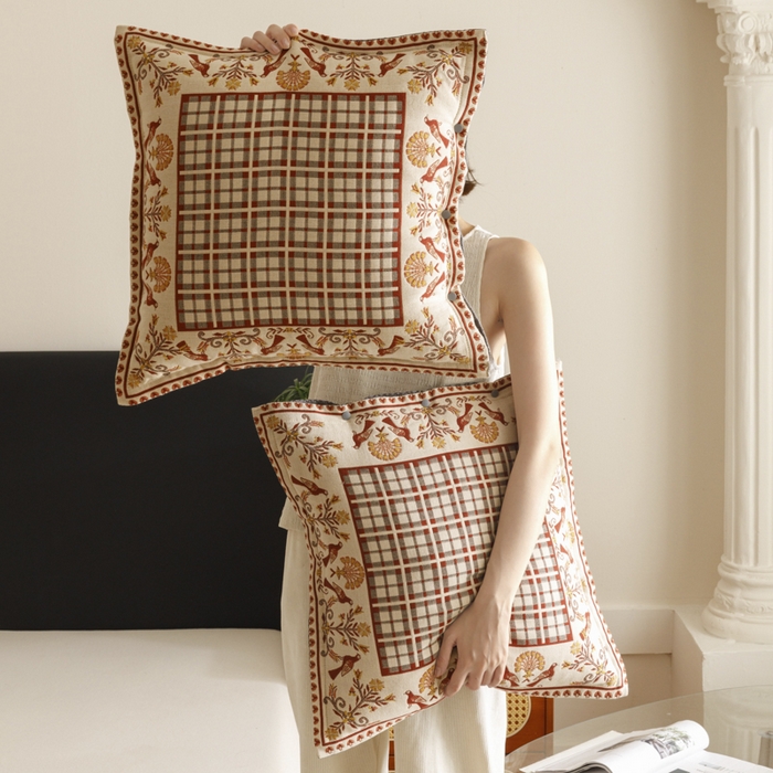 91家纺网 家纺一手货源 找家纺 爱港家纺 2025新款全棉纯棉纱布抱枕 靠枕 可拆洗 腰枕 客厅卧室汽车纯棉方枕套 雀阁