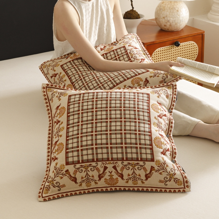 91家纺网 家纺一手货源 找家纺 爱港家纺 2025新款全棉纯棉纱布抱枕 靠枕 可拆洗 腰枕 客厅卧室汽车纯棉方枕套 雀阁