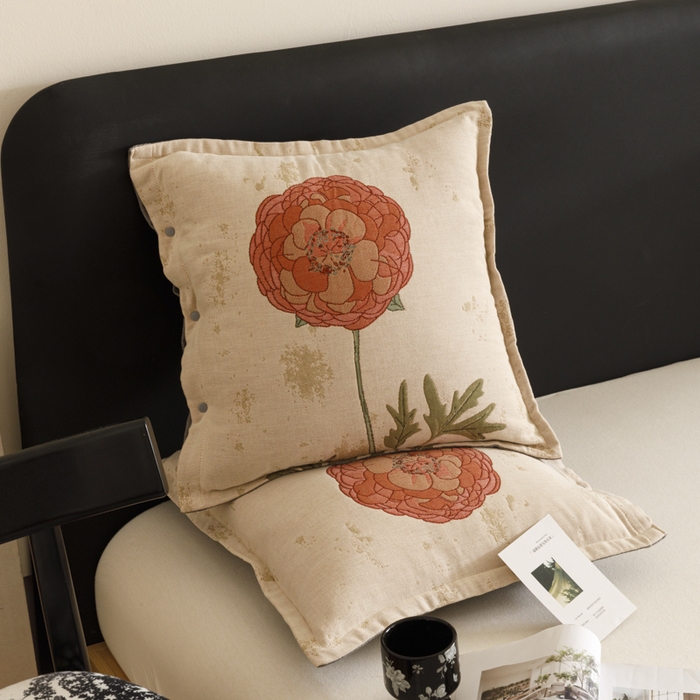 91家纺网 家纺一手货源 找家纺 爱港家纺 2025新款全棉纯棉纱布抱枕 靠枕 可拆洗 腰枕 客厅卧室汽车纯棉方枕套 羞花