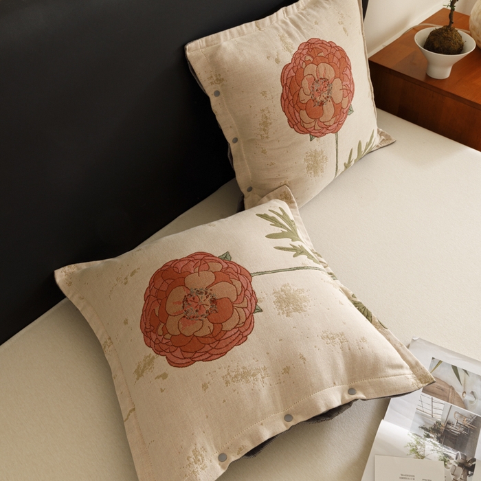 91家纺网 家纺一手货源 找家纺 爱港家纺 2025新款全棉纯棉纱布抱枕 靠枕 可拆洗 腰枕 客厅卧室汽车纯棉方枕套 羞花