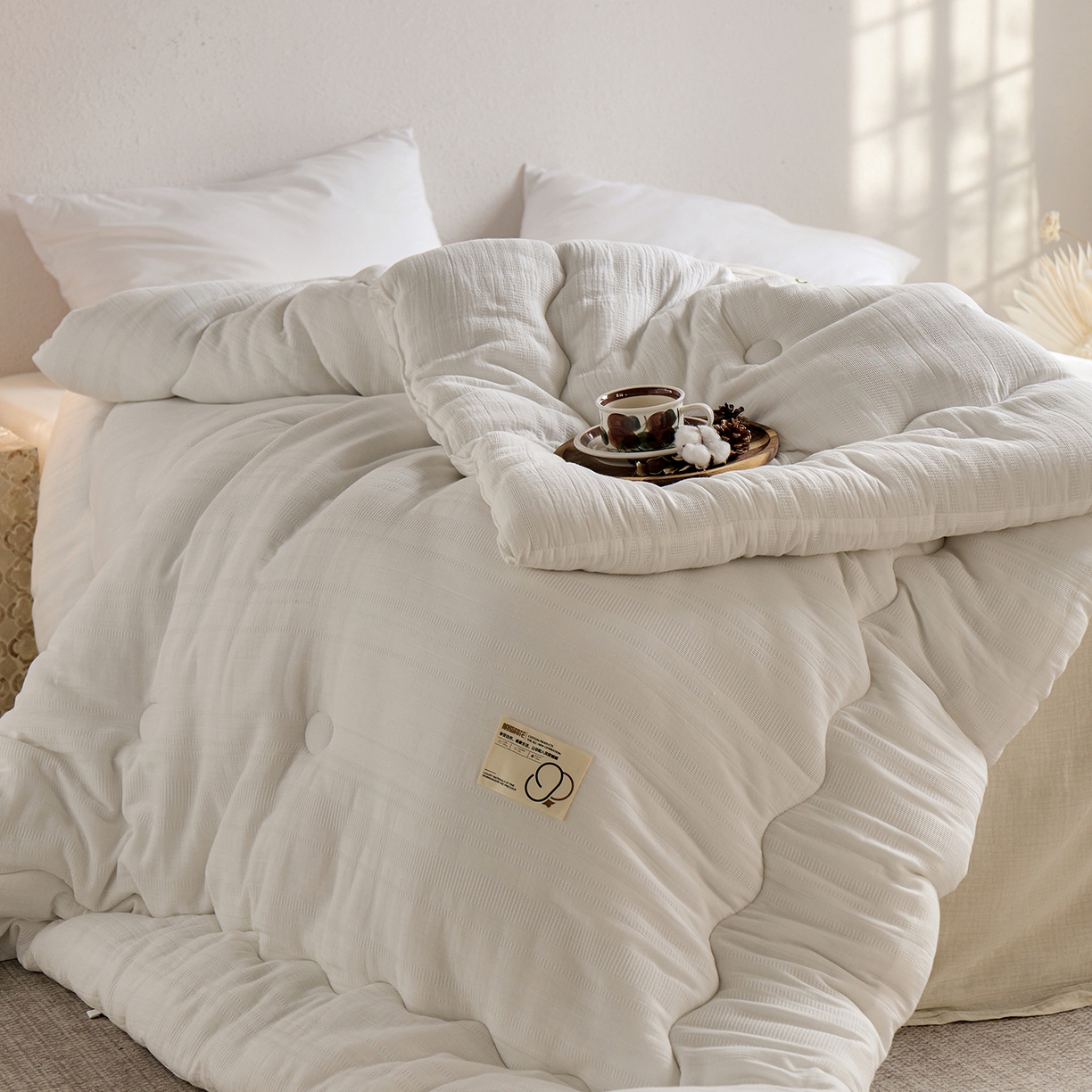 91家纺网 家纺一手货源 找家纺 （总）莱宁被业 2025新款双A类全棉双层纱Ultra2.0脱脂棉花被优质新疆长绒棉学生春秋被里外全棉棉花冬被