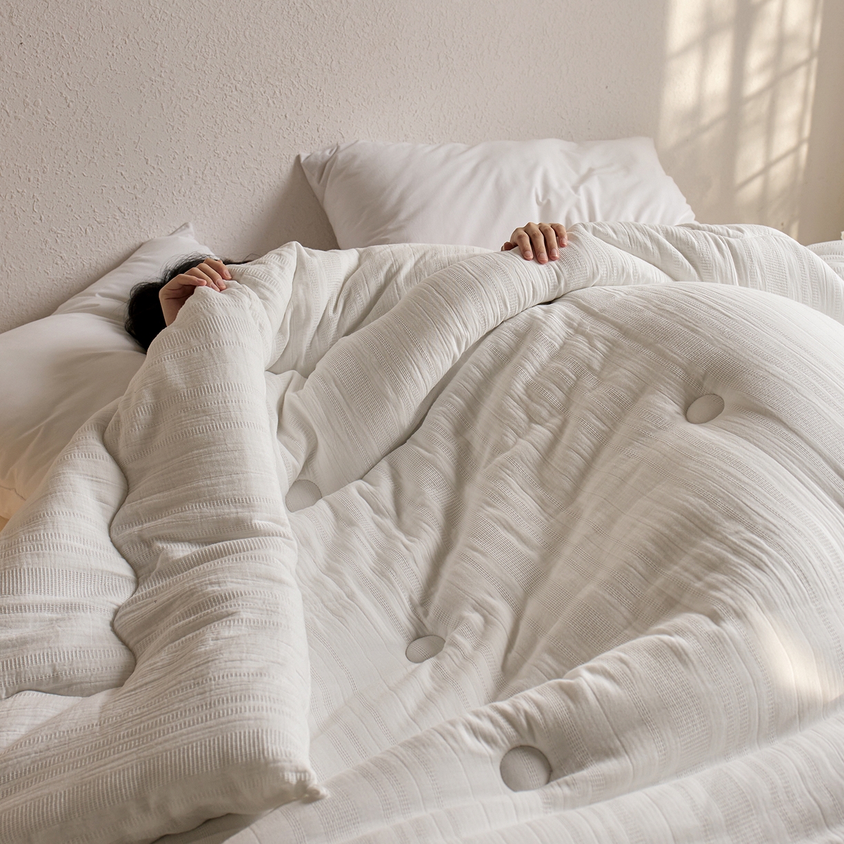 91家纺网 家纺一手货源 找家纺 （总）莱宁被业 2025新款双A类全棉双层纱Ultra2.0脱脂棉花被优质新疆长绒棉学生春秋被里外全棉棉花冬被