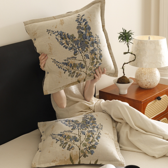 91家纺网 家纺一手货源 找家纺 爱港家纺 2025新款全棉纯棉纱布抱枕 靠枕 可拆洗 腰枕 客厅卧室汽车纯棉方枕套 落雁