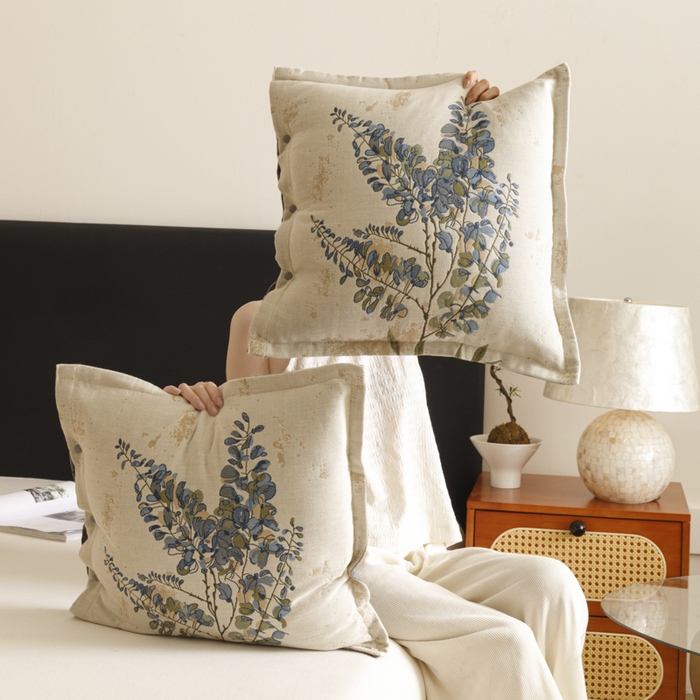 91家纺网 家纺一手货源 找家纺 爱港家纺 2025新款全棉纯棉纱布抱枕 靠枕 可拆洗 腰枕 客厅卧室汽车纯棉方枕套 落雁