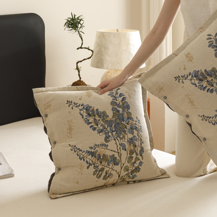 91家纺网 家纺一手货源 找家纺 爱港家纺 2025新款全棉纯棉纱布抱枕 靠枕 可拆洗 腰枕 客厅卧室汽车纯棉方枕套 落雁