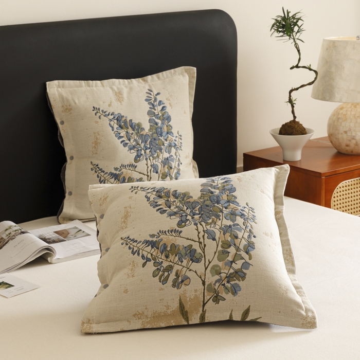 91家纺网 家纺一手货源 找家纺 爱港家纺 2025新款全棉纯棉纱布抱枕 靠枕 可拆洗 腰枕 客厅卧室汽车纯棉方枕套 落雁